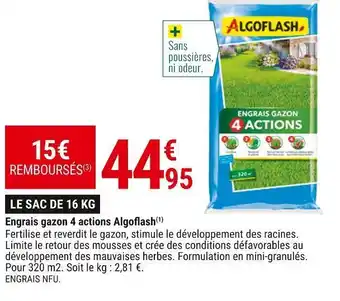 Gamm vert Algoflash engrais gazon 4 actions offre