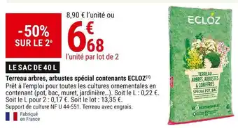 Gamm vert Ecloz terreau arbres, arbustes spécial contenants offre
