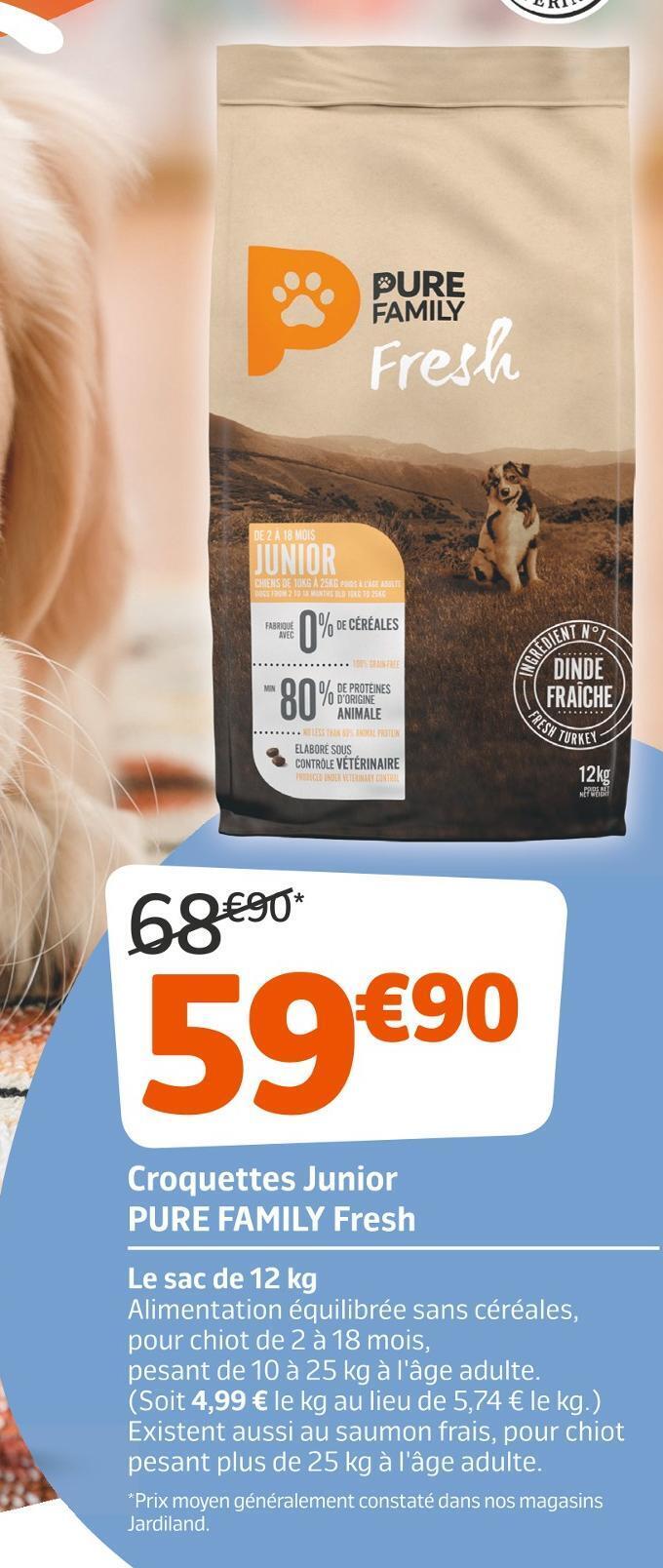 Promo Pure family croquettes junior fresh chez Jardiland