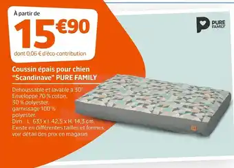 Jardiland Pure family coussin épais pour chien “scandinave” offre