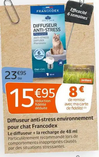 Jardiland Francodex diffuseur anti-stress environnement pour chat offre