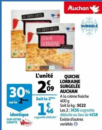 Auchan Quiche lorraine surgelée auchan offre