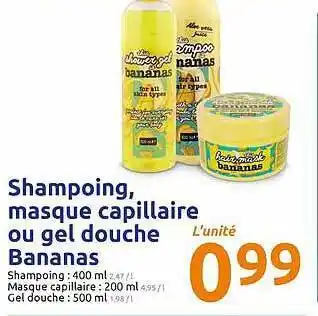 Action Shampoing, Masque Capillaire Ou Gel Douche Bananas offre