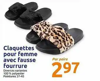 Action Claquettes Pour Femme Avec Fausse Fourrure offre
