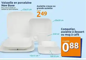 Vaisselle En Porcelaine New Bone, Assiette Creuse Ou Grande Assiette, Compotier, Assiette à Dessert Ou Mug à Café