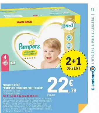 Changes Bébé Pampers Premium Protection 2+1 Offert