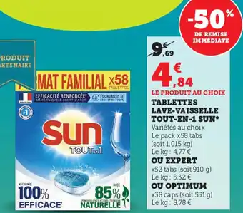 Super U Tablettes Lave-Vaisselle Tout-En-1 Sun offre
