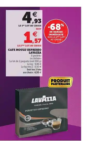 Hyper U Café Moulu Espresso Lavazza offre