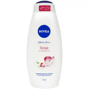 Action Gel douche nourrissant nivea rose & almond oil offre