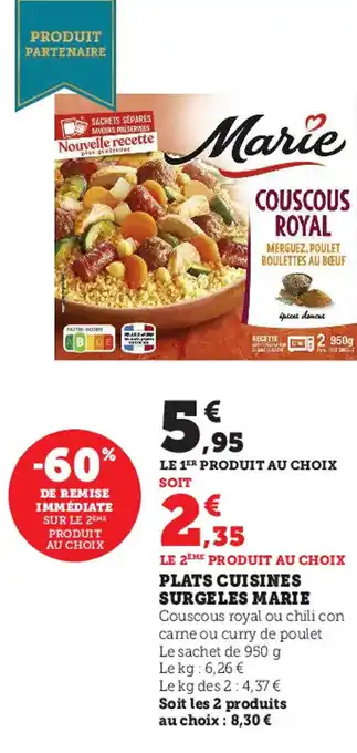 Super U Plats Cuisines Surgeles Marie offre