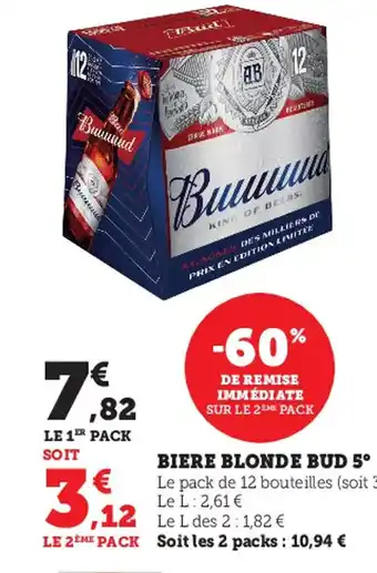 Super U Biere Blonde Bud 5° offre