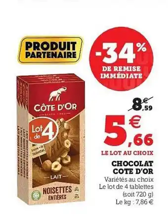 Hyper U Chocolat Côte D'or offre