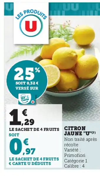 Super U Citron Jaune U offre