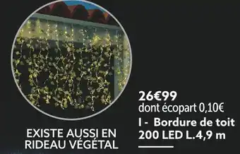 Gifi Rideau feuillage végétal 200 led l.4,9 m d’éclairage offre
