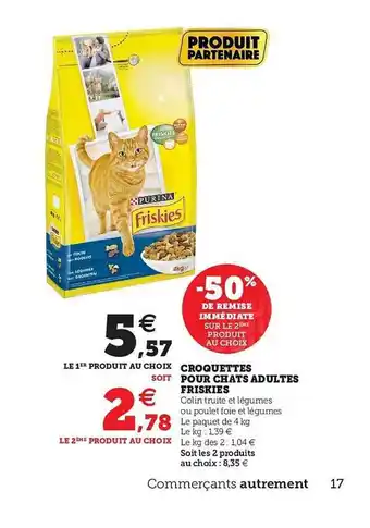 Hyper U Croquettes Pour Chats Adultes Friskies offre