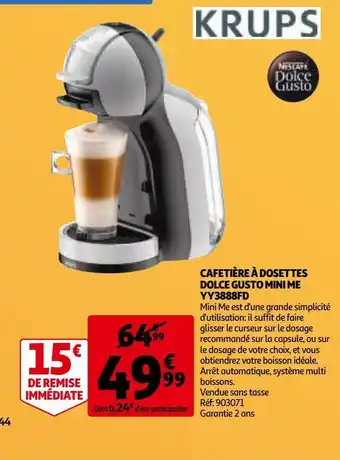 Auchan Cafetière à dosettes dolce gusto mini me yy3888fd offre