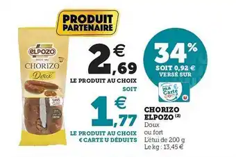 Hyper U Chorizo Elpozo offre