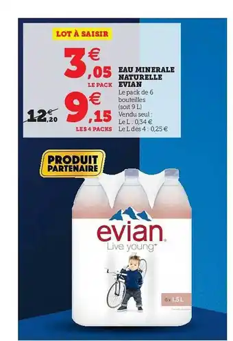 Hyper U Eau Minérale Naturelle Evian offre