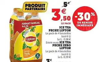 Hyper U Ice Tea Pêche Lipton, Ice Tea Pêche Zero Lipton offre