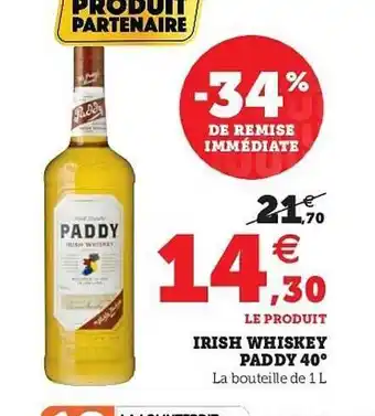 Hyper U Irish Whiskey Paddy 40° offre