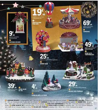 E.Leclerc Lanterne décorée, montgolfière père noël, carrousel, grande roue, scène auto-temponneuse, scène salon de thé, scène de noël à offre