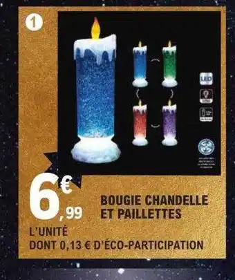 E.Leclerc Bougie chandelle et paillettes offre