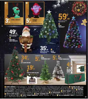E.Leclerc Renne lumineux, figurine de noël, sapin offre