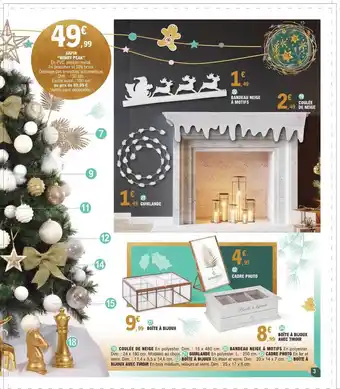 E.Leclerc Boîte à bijoux, guirlande, bandeau neige à motifs, coulée de neige, cadre photo, boîte à bijoux avec tiroir offre