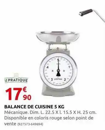 Rural Master Balance de cuisine 5 kg le pratique offre