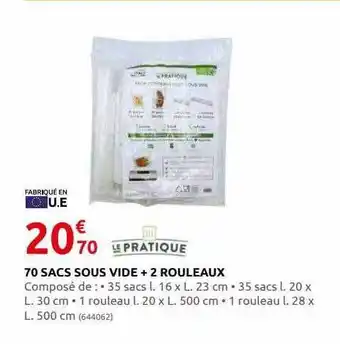 Rural Master 70 sacs sous vide + 2 rouleaux le pratique offre