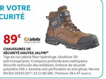 Rural Master Chaussures de sécurité hautes jalfir jallatte offre