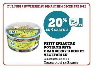 U Express Petit épeautre potiron feta cranberry u bon et végétarien offre