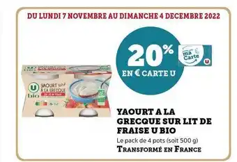 U Express Yaourt à la grecque sur lit de fraise u bio offre