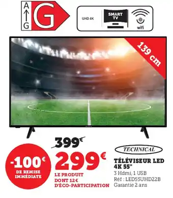 Super U Téléviseur LED 4K 55" offre