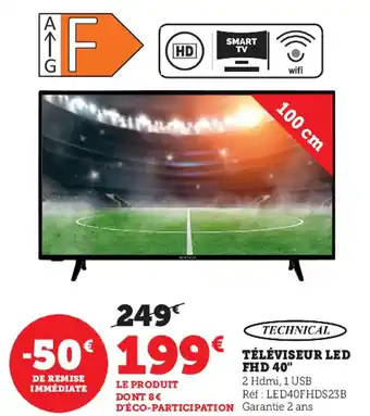 Super U Téléviseur LED FHD 40" offre