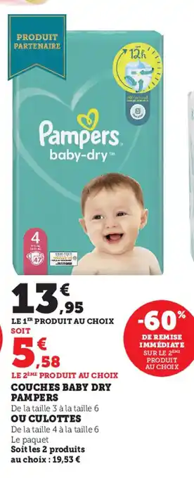 Super U Couches Baby Dry Pampers Ou Culottes offre