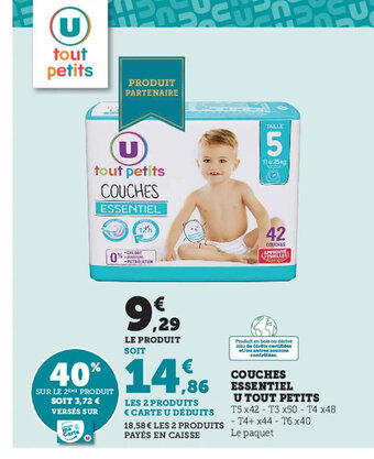 Super U Couches Essentiel U Tout Petits offre