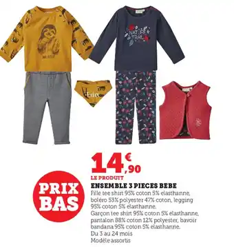 Super U Ensemble 3 Pieces Bebe offre