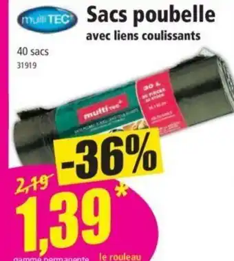 Norma Sacs Poubelle Avec Liens Coulissants offre