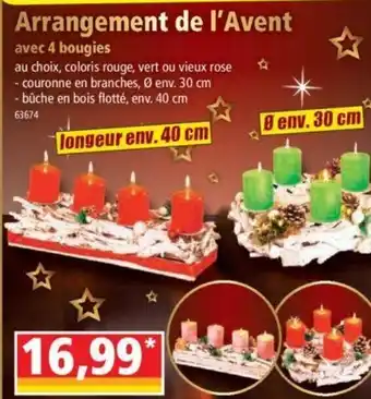 Norma Arrangement de L'Avent Avec 4 Bougies offre