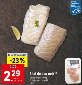 Lidl Filet de Lieu Noir offre
