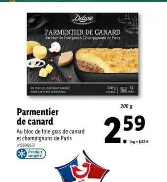 Lidl Parmentier de Canard offre