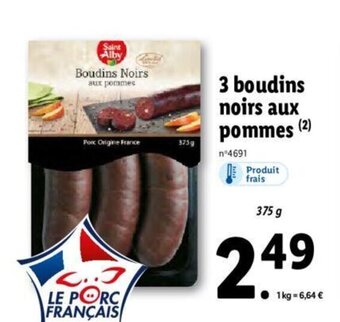 Lidl 3 Boudins Noirs Aux Pommes offre