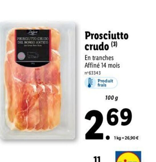 Promo Prosciutto Crudo chez Lidl