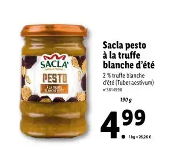 Lidl Sacla Pesto a La Truffe Blanche d'été offre