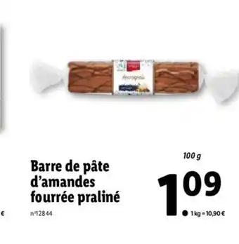 Lidl Barre de Pate d'Amandes fourrée praliné offre