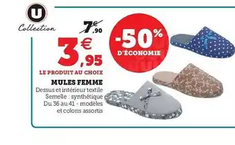 Hyper U Mules Femme U Collection offre