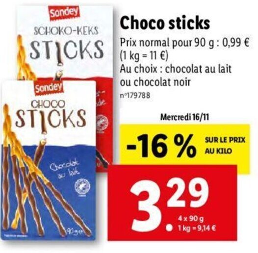 Promo Choco Sticks chez Lidl
