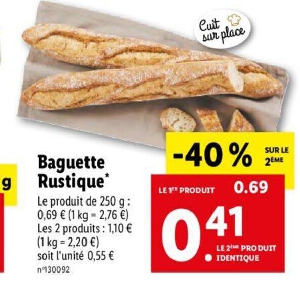 Promo Baguette Rustique chez Lidl