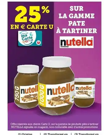 Hyper U La Gamme Pâte à Tartiner Nutella offre